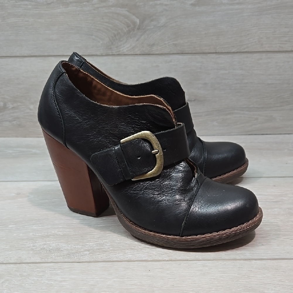 Korks By Kork Ease Black Leather Mary Jane Heels Women's Shoes Boots Sz 7.5M